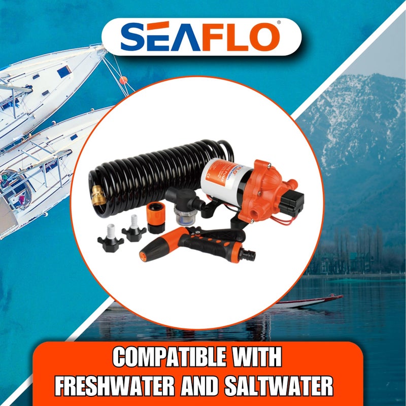 SEAFLO 33 Series Washdown Deck Wash Pump Kit - 12V DC, 3.0 GPM, 70 PSI, Heavy Duty Pressure Switch, for RV, Boat, Marine, Yacht, Freshwater, and Saltwater Applications | 4-Year Warranty - Image 5